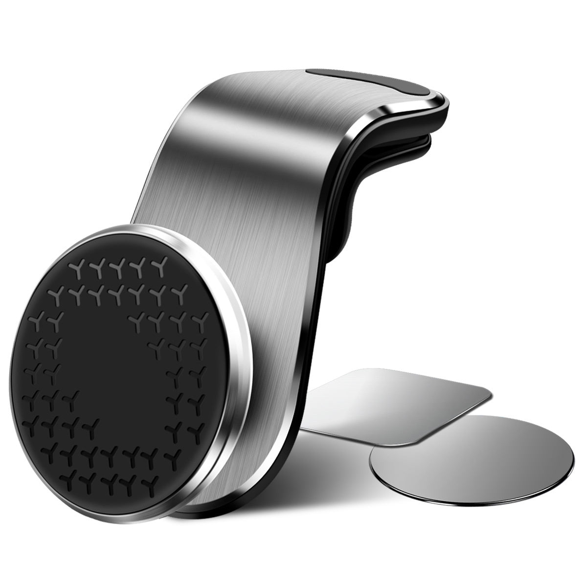 Magnetic Car Phone Holder - Premium Black/Silver Design