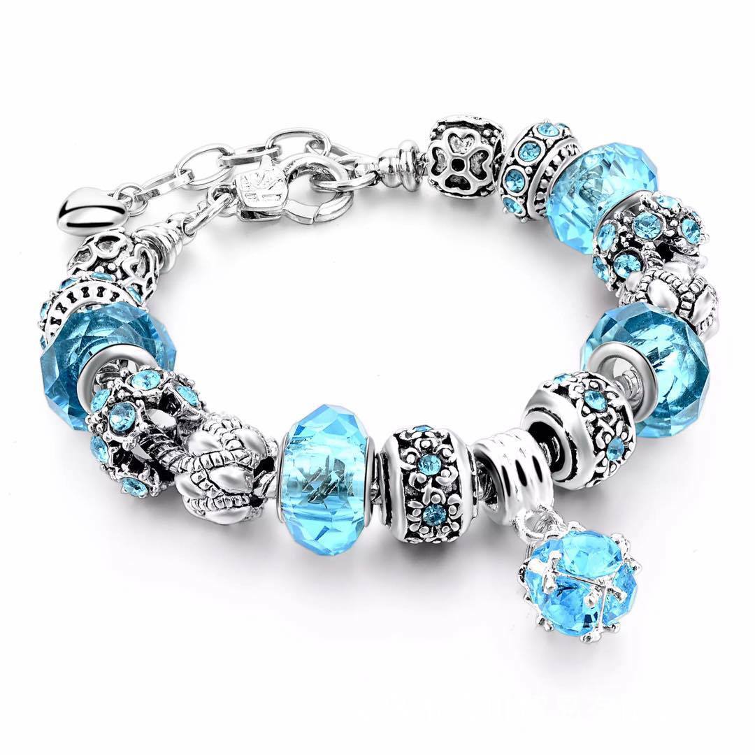 Crystal Beads Snake Chain Charm Bracelet