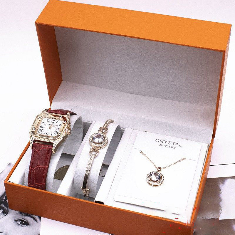 Wrist Watch Set with Necklace & Bracelet for Women