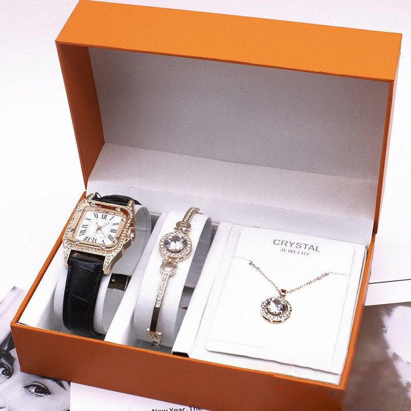 Wrist Watch Set with Necklace & Bracelet for Women