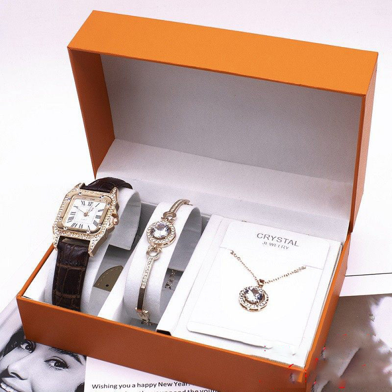 Wrist Watch Set with Necklace & Bracelet for Women