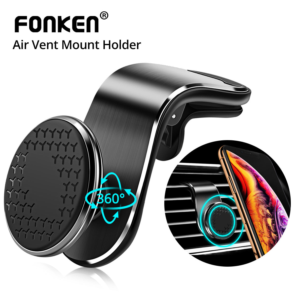Magnetic Car Phone Holder - Premium Black/Silver Design