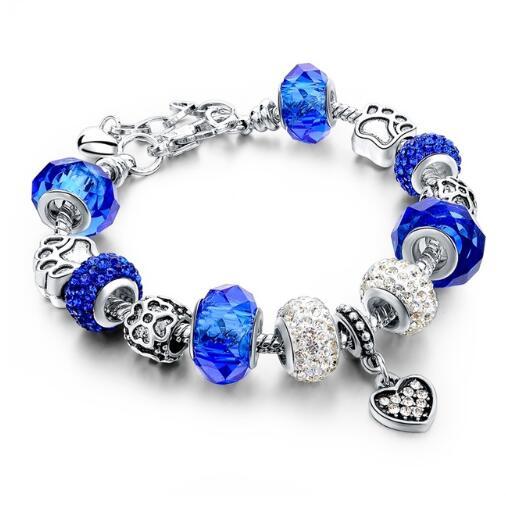 Crystal Beads Snake Chain Charm Bracelet