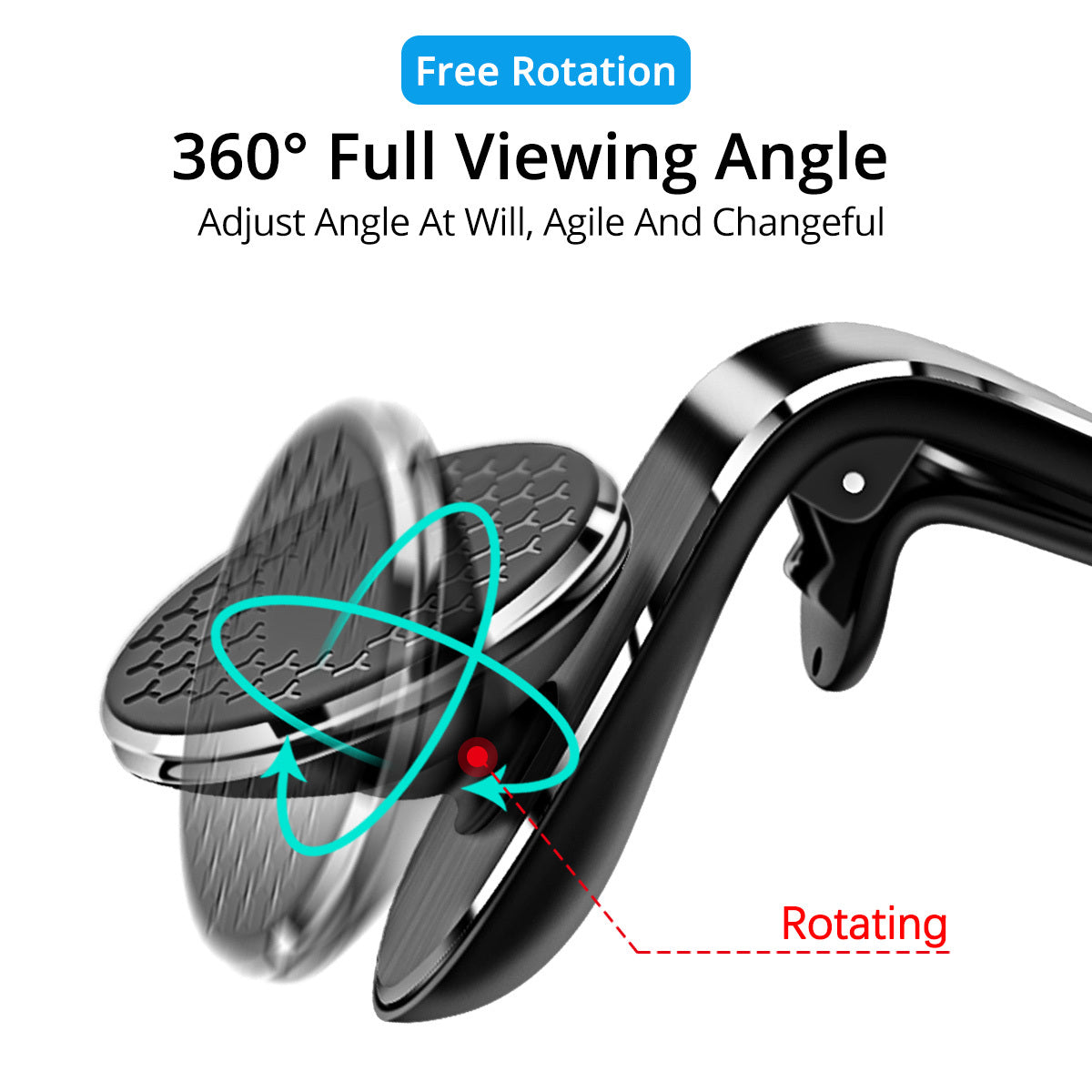 Magnetic Car Phone Holder - Premium Black/Silver Design