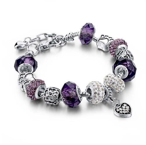 Crystal Beads Snake Chain Charm Bracelet