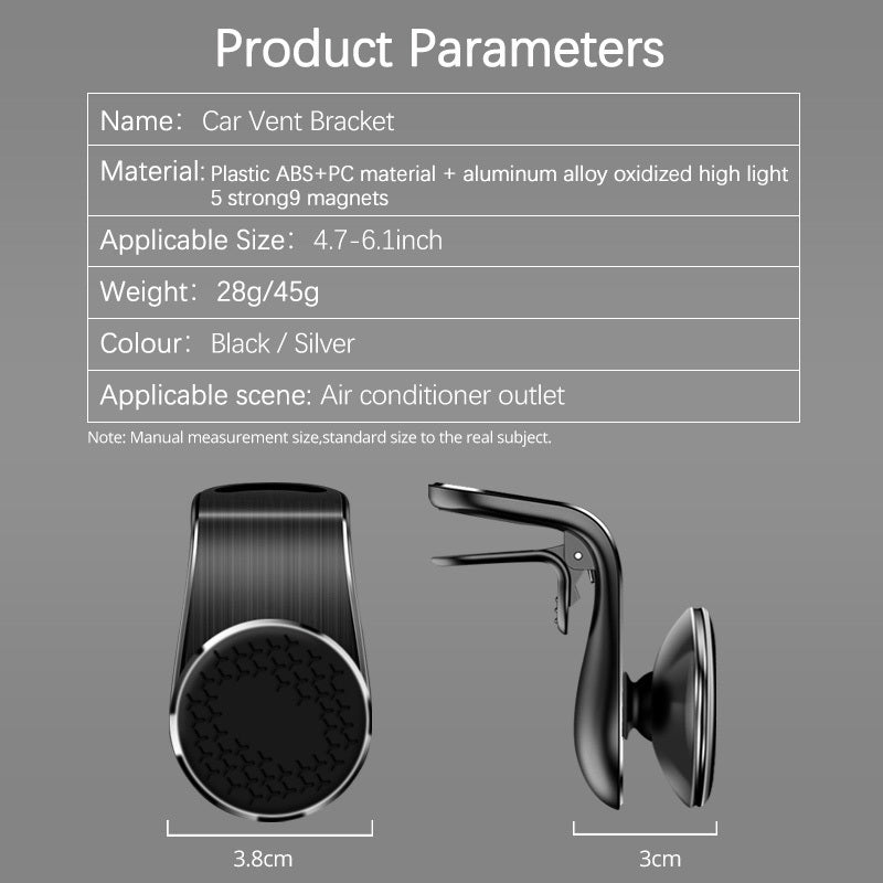 Magnetic Car Phone Holder - Premium Black/Silver Design
