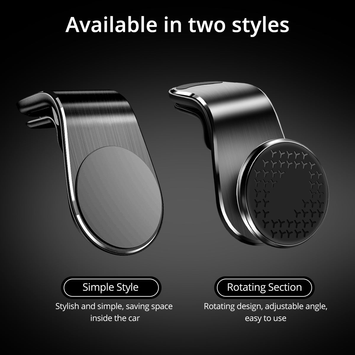 Magnetic Car Phone Holder - Premium Black/Silver Design