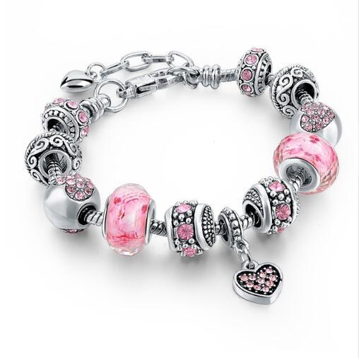 Crystal Beads Snake Chain Charm Bracelet
