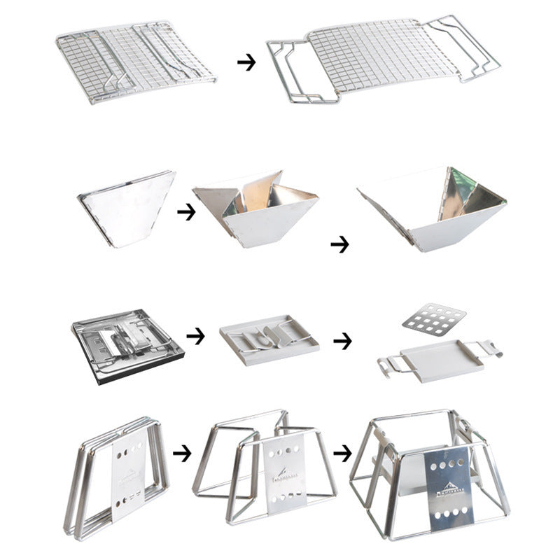 Portable Folding Stainless Steel BBQ Grill – Lightweight & Compact