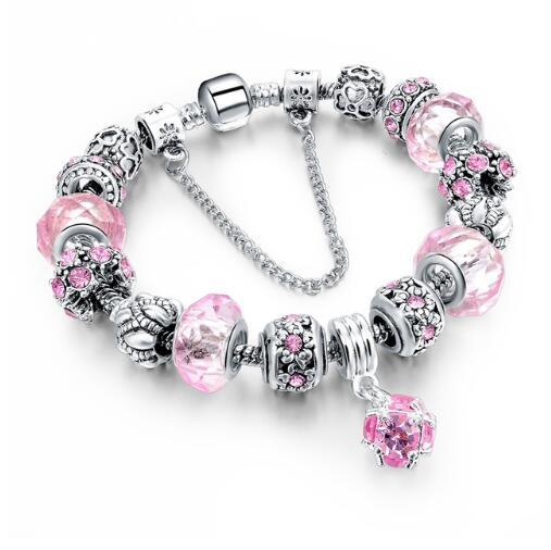 Crystal Beads Snake Chain Charm Bracelet