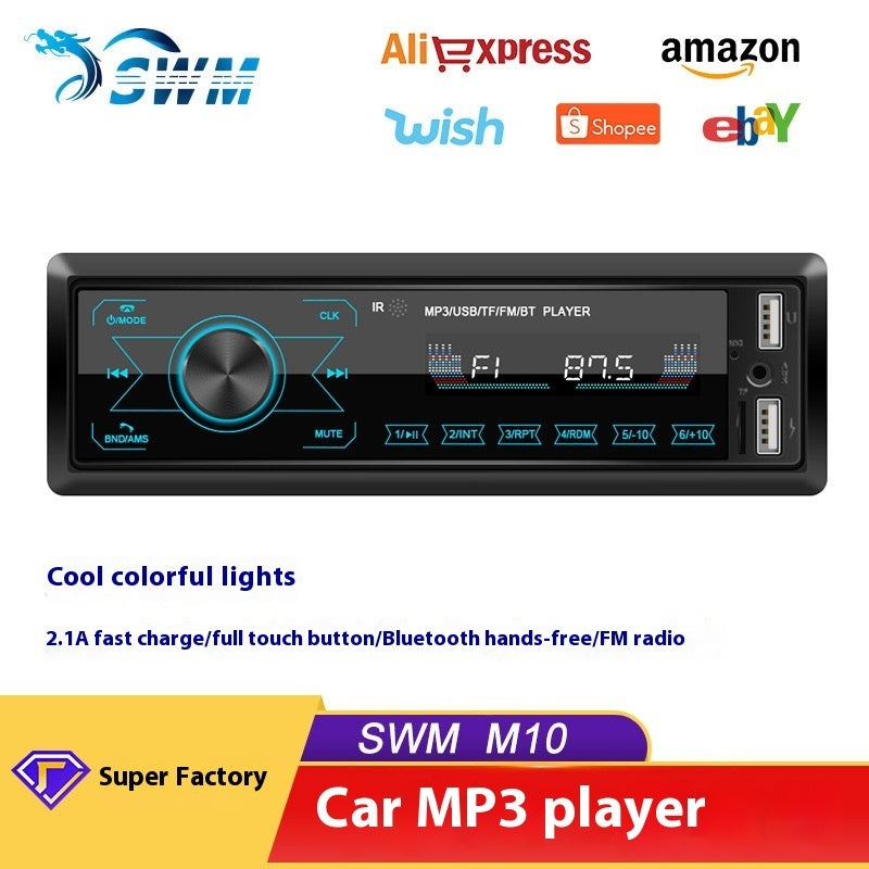 M10 Touchscreen Bluetooth Car MP3 Player with Dual USB & RGB Lights
