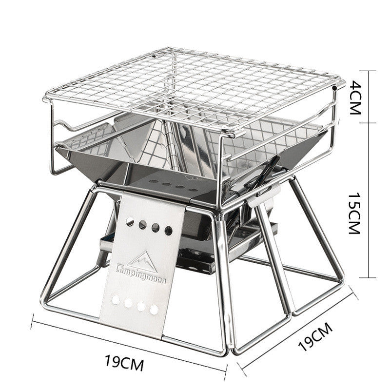 Portable Folding Stainless Steel BBQ Grill – Lightweight & Compact