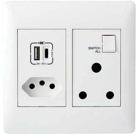 Socket Outlets - Mono block 1x old RSA socket + 1x New RSA socket + double USB type A&C