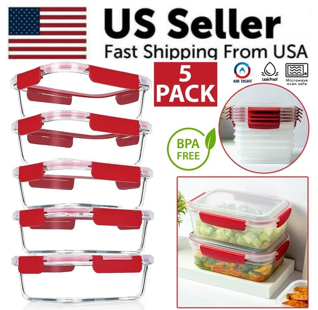 5 Pack Stackable Airtight Containers