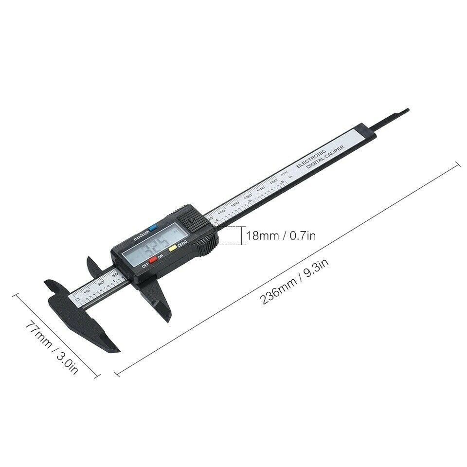 Carbon Fiber Electronic Digital Vernier Caliper Micrometer Guage LCD 6 150mm
