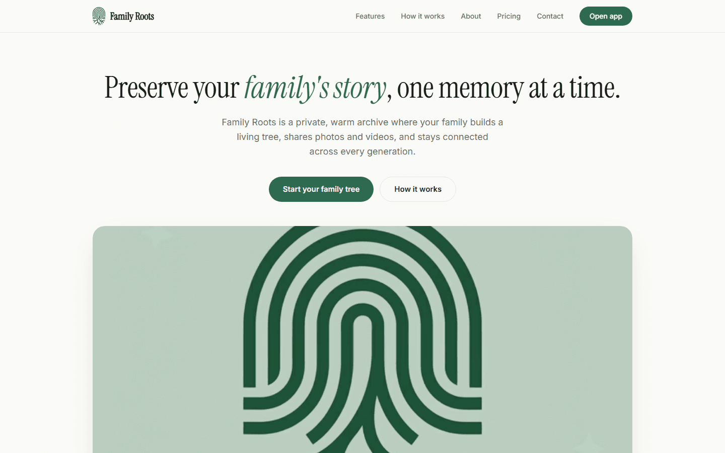 Family Roots — screenshot of the live site
