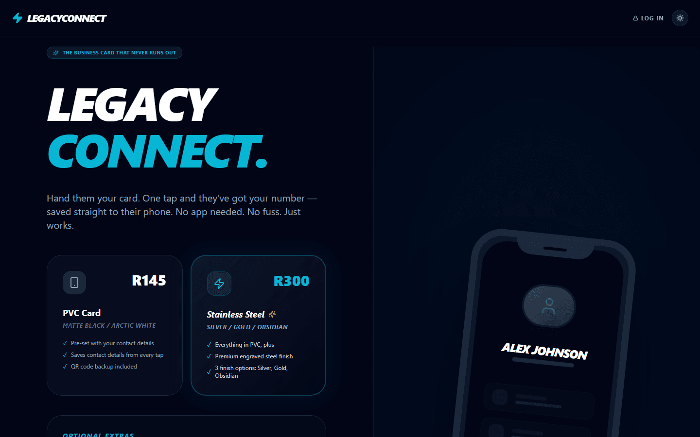 LegacyConnect — screenshot of the live site
