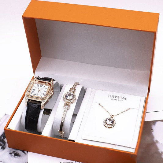 Wrist Watch Set with Necklace & Bracelet for Women