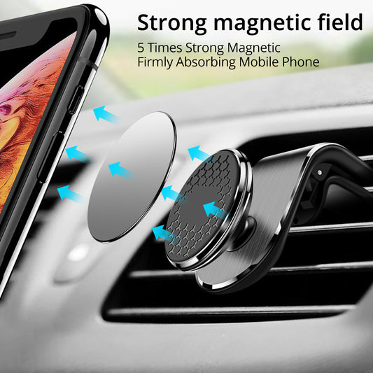 Magnetic Car Phone Holder - Premium Black/Silver Design