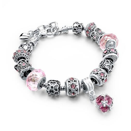 Crystal Beads Snake Chain Charm Bracelet