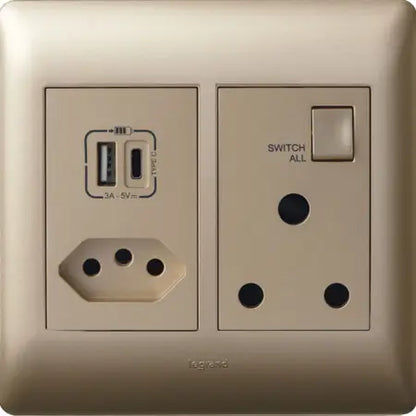 Socket Outlets - Mono block 1x old RSA socket + 1x New RSA socket + double USB type A&C